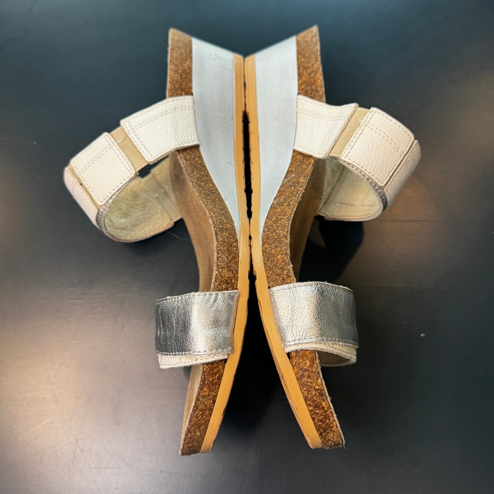 Naot Women 11 EU 42 Silver White Leather Wedge Slide Sandals Comfort L11 Israel - Picture 4 of 12
